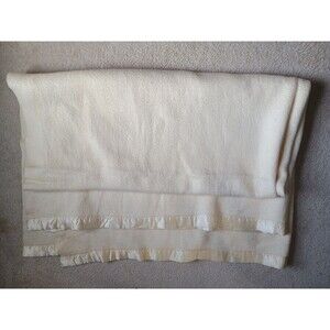 Blanket Satin Edged 75 x 71" Cream Unbranded Wool?